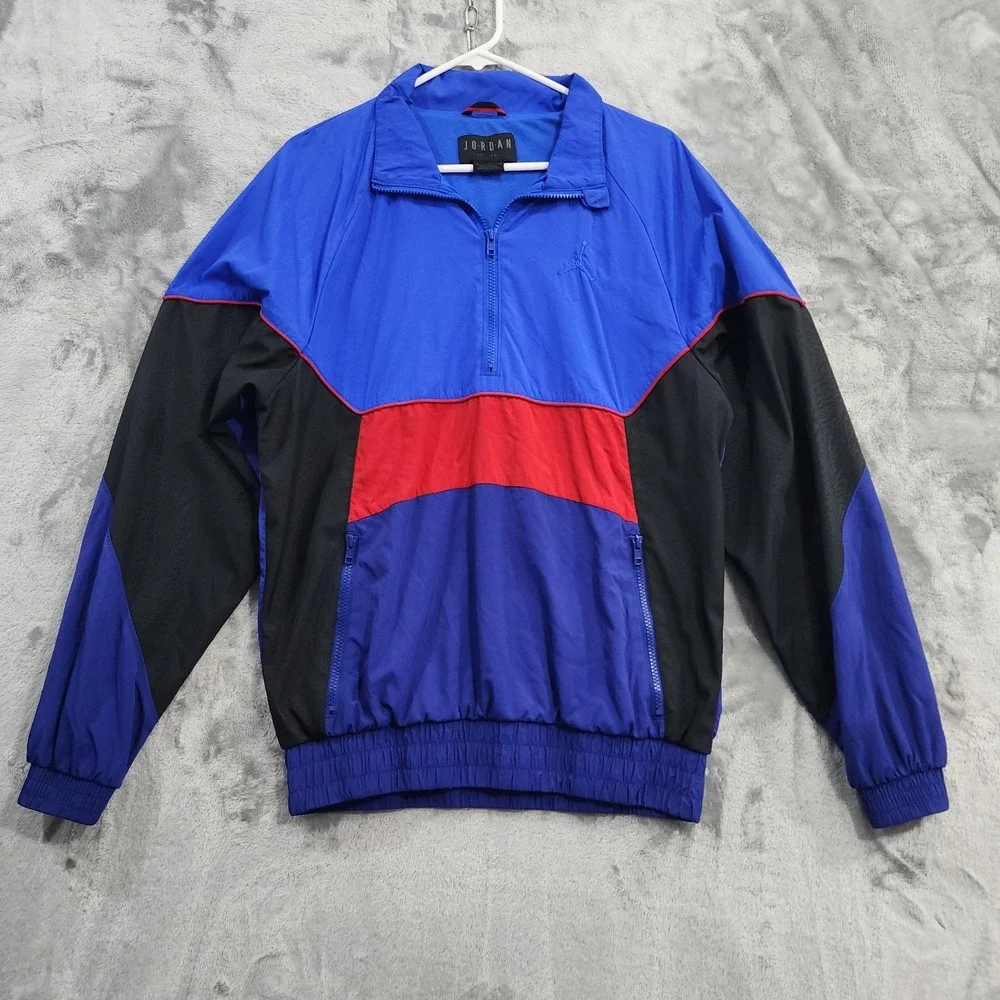 Vintage Jordan Jacket Mens S Blue Red AJ 3 Anorak Pullover Track 1/4 Zip Jumpman